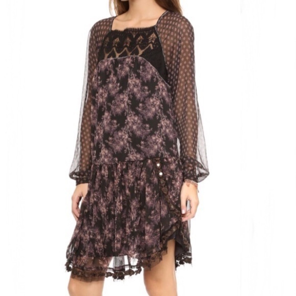 Free People Elsie Midnight Garden Floral Dress Sz S‎